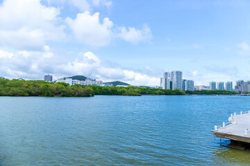 Fototapeta premium The scenery of Sanya River in Sanya City, Hainan Province, China