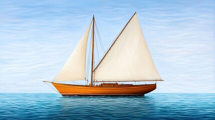Fototapeta premium Pixel Art Sailboat on a Calm Blue Sea