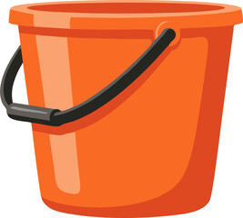 Simple Orange Plastic Bucket with Handle Illustration © WalidSmith