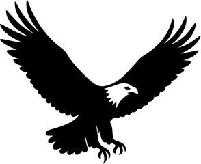 Obraz premium Eagle in Flight Silhouette, Minimal Black Vector Symbolizing Freedom, Power, and Strength