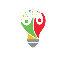 Innovation, connection people and lighting bulb icon vector logo

