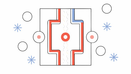 Abstract Geometric Pattern with Circles and Snowflakes