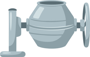 Cartoon Cement Mixer with Rotating Wheel and Support Stand Illustration