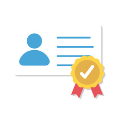 Person's profile with a quality certificate.