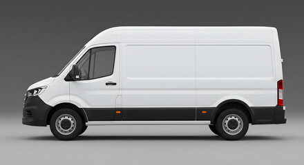 Side View of a White Delivery Van with Blank Cargo Area