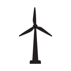 Wind Turbine Silhouette Vector Icon Isolated on White Background
