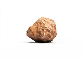 Obraz premium Close-Up View of a Brown Rock on a Clean White Background Highlighting Natural Texture and Unique Shape for Natural or Earthy Themes