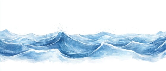 Serene and Dynamic Ocean Waves Illustrating the Beauty of Nature with Fluid Motion and Vivid Blue Tones Perfect for Backgrounds and Illustrative Purposes