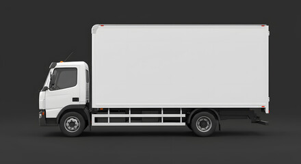 Side View of a White Delivery Truck with Blank Cargo Area