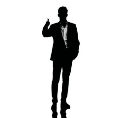 Fototapeta premium Silhouetted Businessman Giving Thumbs Up - Success and Approval Concept