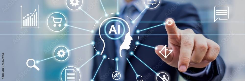 Aufkleber digital interface with artificial intelligence icons.