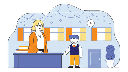 Teacher and Student in Classroom