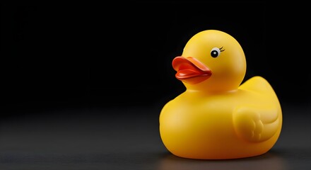Rubber duck, Yellow duck, Bath toy, Yellow Rubber Duck on Black Background