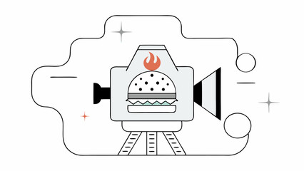 Burger Film Camera Illustration