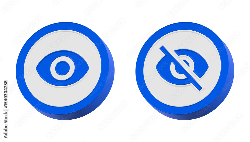 Aufkleber 3d open eye and blink eye not watch hidden icon set isolated on transparent background