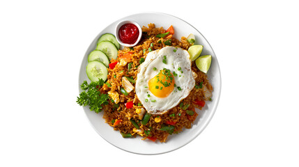 Delicious Nasi Goreng with Fried Egg and Garnish