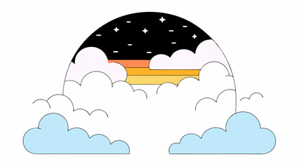 Retro Rainbow Cloudscape