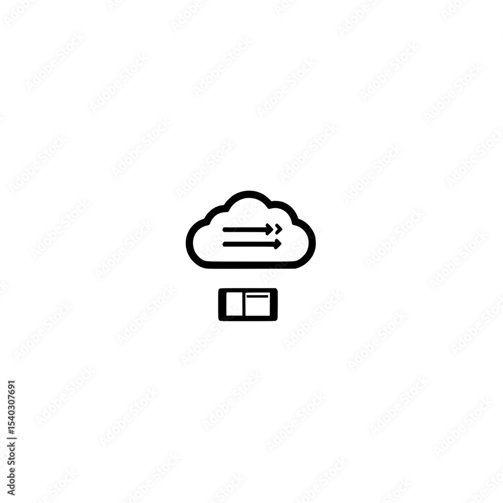 Poster digital cloud storage icon for web data and computing systems