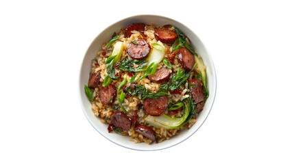 Savory Sausage Bok Choy Rice Bowl Delicious Asian Fusion Meal