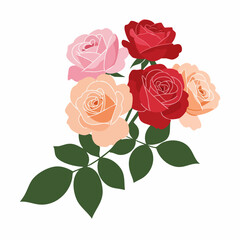 Fototapeta premium Vibrant Bouquet of Roses in Pastel and Bold Hues