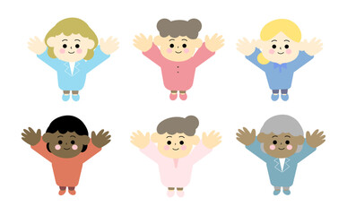 万歳する多国籍の女性のアイコン