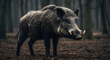 Wild boar, Boar, Hog, Majestic Wild Boar in Forest Habitat