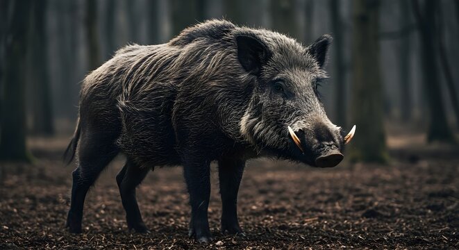 Wild boar, Boar, Hog, Majestic Wild Boar in Forest Habitat