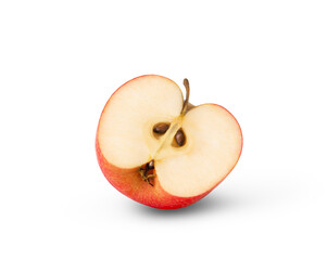 Half of red apple isolated with seeds.