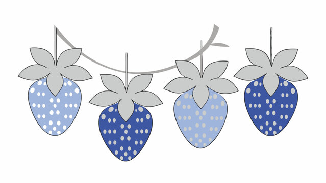 Blue and Grey Polka Dot Strawberries on Vine