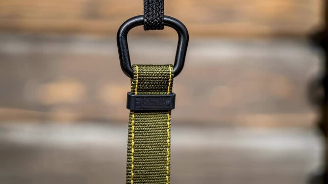 A medium closeup of a quickdraw sling featuring the dynamic stitching and sy loop illustrating its reliability in creating secure anchor points.