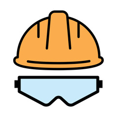 Construction safety helmet sign symbol vector flat icon