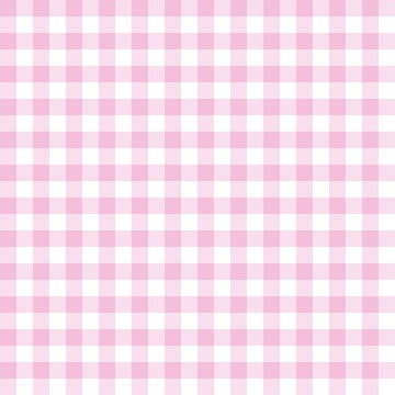 Peony pink gingham seamless pattern with small check grid
