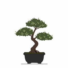 A Stylized Bonsai Tree in a Pot with Simple Design