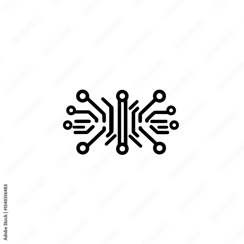 Poster artificial intelligence icon representing smart technology and machine learning