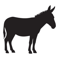 Sturdy Donkey Silhouette Strong Animal Farm Graphic Design Illustration