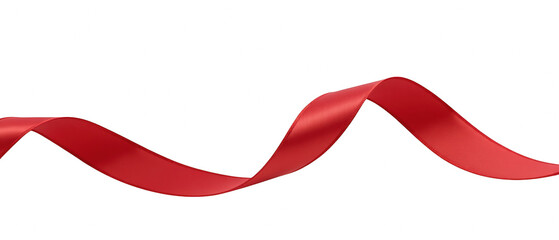 Elegant red ribbon flowing gracefully, perfect for decoration or gift wrapping, adding touch of sophistication to any occasion