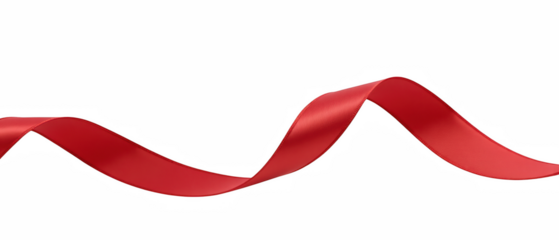Elegant red ribbon flowing gracefully, perfect for decoration or gift wrapping, adding touch of sophistication to any occasion