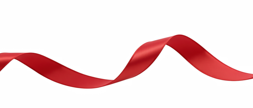 Elegant red ribbon flowing gracefully, perfect for decoration or gift wrapping, adding touch of sophistication to any occasion