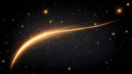 Obraz premium Golden Space Star Trail with Sparkling Stars in Deep Space