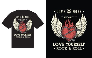 Flamed heart with wings t shirt design.