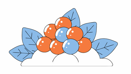 Cartoon Berries with Leaves