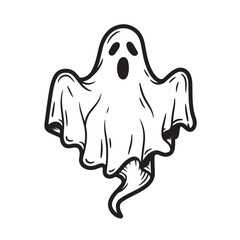 Fototapeta premium A simple and cheerful vintage art silhouette of a halloween ghost for decorative purposes and holiday fun