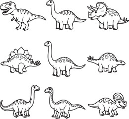 Adorable Dinosaur Illustrations T-Rex, Brachiosaurus, Triceratops & More! Perfect for Kids' Projects