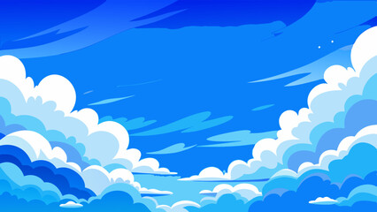 Vibrant blue sky with soft, scattered white clouds, ideal for backgrounds, nature-themed designs, and atmospheric compositions. Perfect for digital artwork, presentations, advertisements