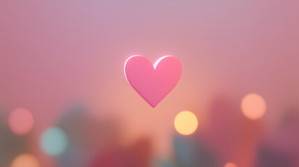 glowing 3d heart on soft pink background, illustartion perfect for valentine&rsquo;s day cards, romantic designs, love-themed social media posts, or wedding invitations