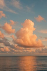 Serene sunset clouds over ocean