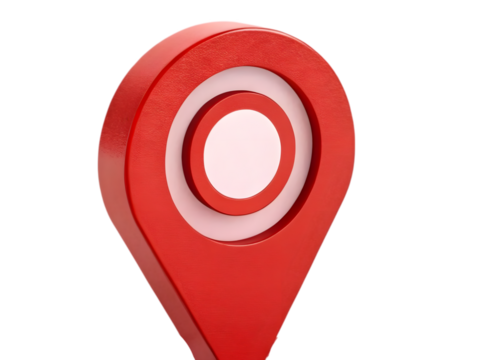 red map pointer isolated on white background