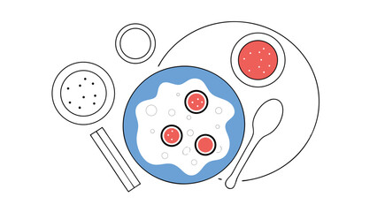 Simple Line Art Illustration of a Breakfast Bowl