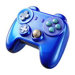 Glossy blue video game controller isolated on a black background gaming concept design