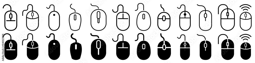 Poster computer mouse icon vector set. pc mouse illustration sign collection. mouse symbol. device web icon